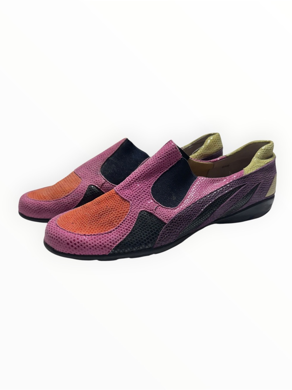 VANELI Sport Colorblock Leather Slip On Sneakers 8.5M Pink Orange Y2K Comfort